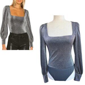 LOVERS AND FRIENDS Metallic Silver Jasmine Bodysuit Size S